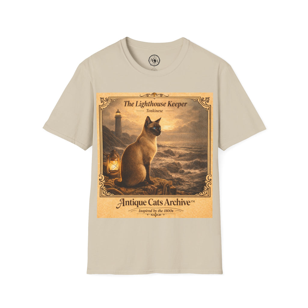 Antique Cats Archive™ Entry No. ACA-016-FND “The Lighthouse Keeper” Tabby Cat T-Shirt – Vintage 1800s Engraving Style