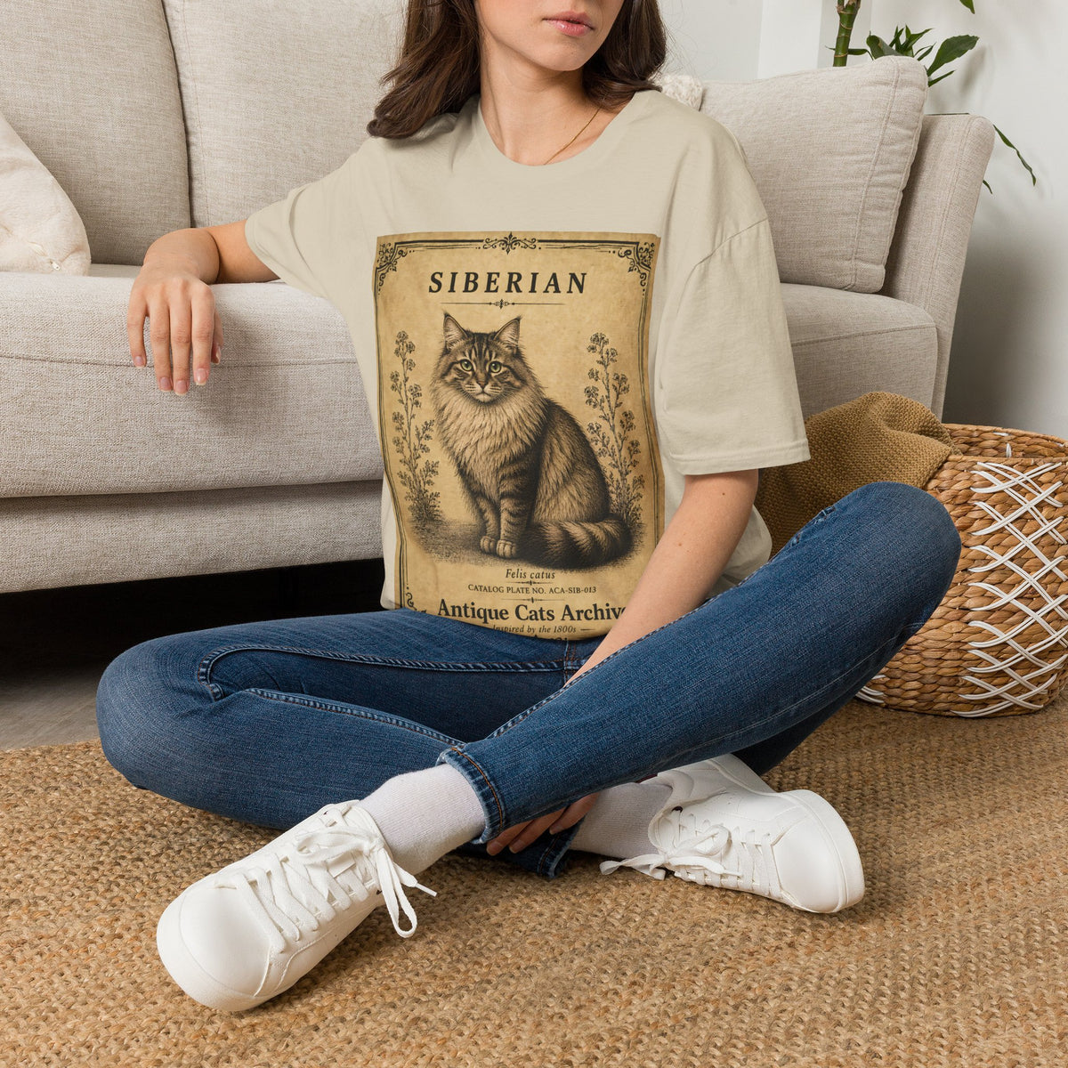 Siberian Cat T-Shirt | Vintage Cat Illustration | Antique Cats Archive™
