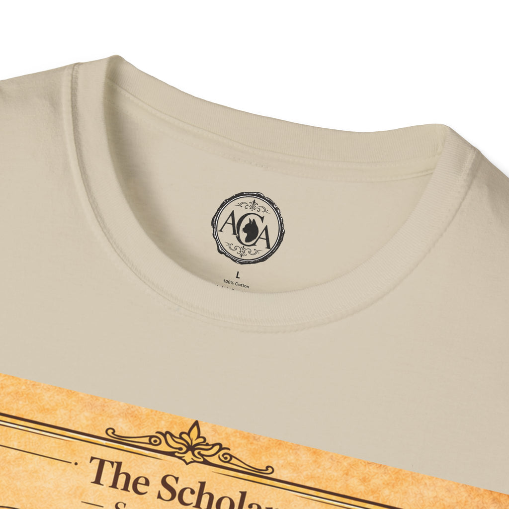 Antique Cats Archive™ Entry No. ACA-022-SCH “The Scholar” Scottish Fold Cat T-Shirt – Vintage 1800s Engraving Style
