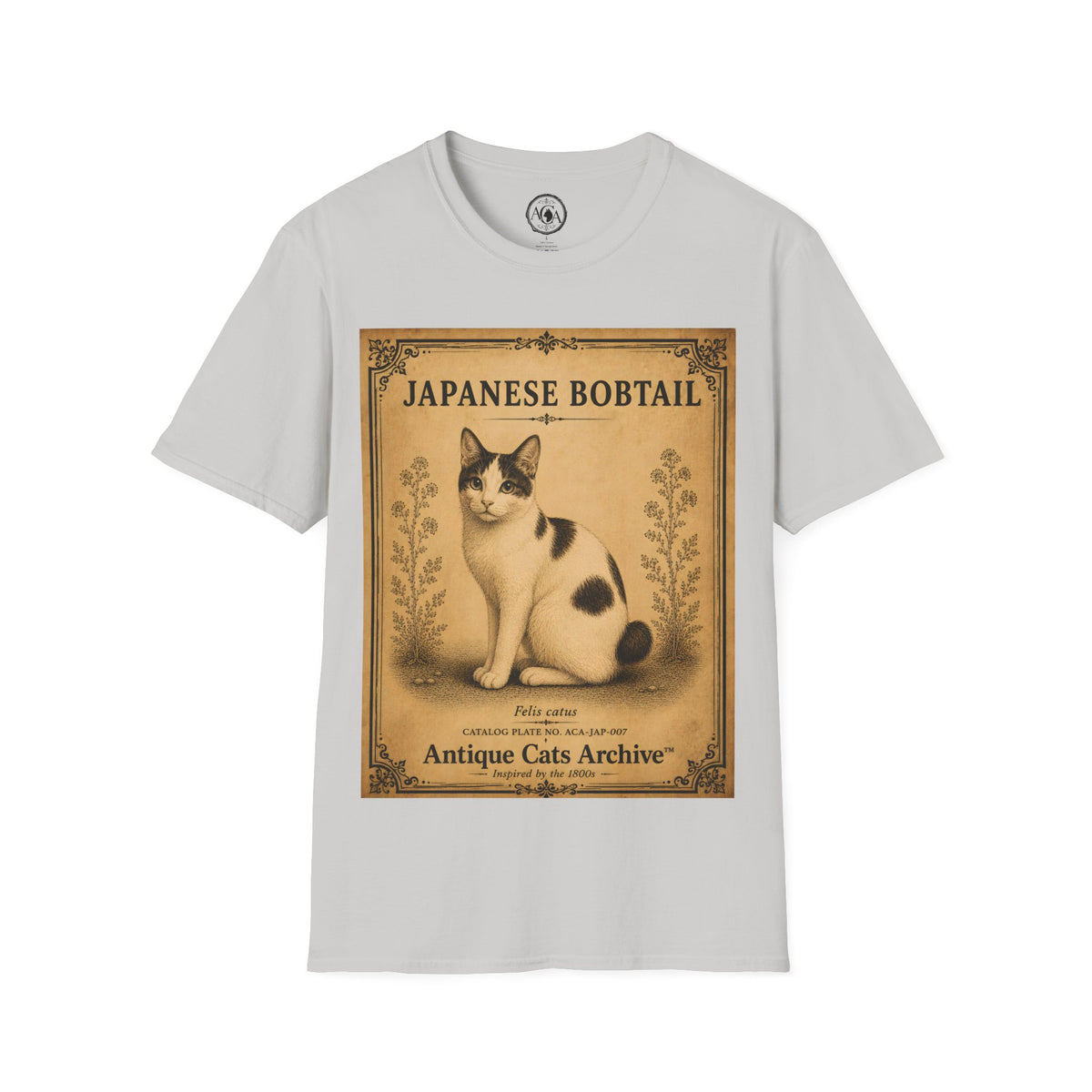 Japanese Bobtail Cat T-Shirt | Vintage Cat Illustration | Antique Cats Archive™