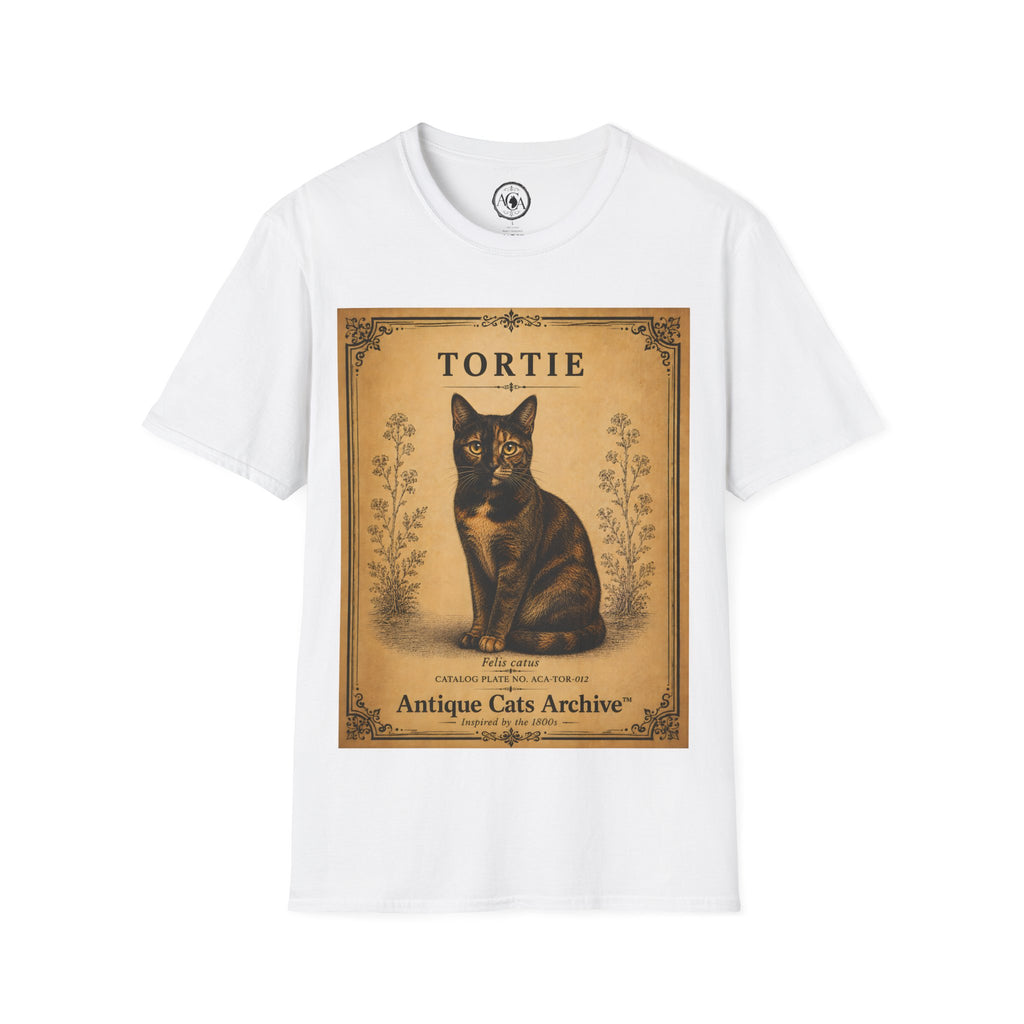 Tortie Cat T-Shirt | Vintage Tortoiseshell Cat Illustration | Antique Cats Archive™