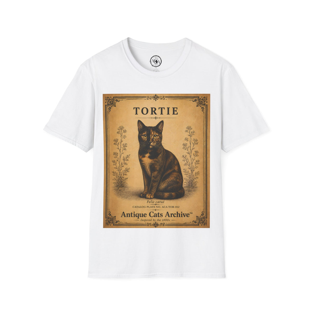 Tortie Cat T-Shirt | Vintage Tortoiseshell Cat Illustration | Antique Cats Archive™