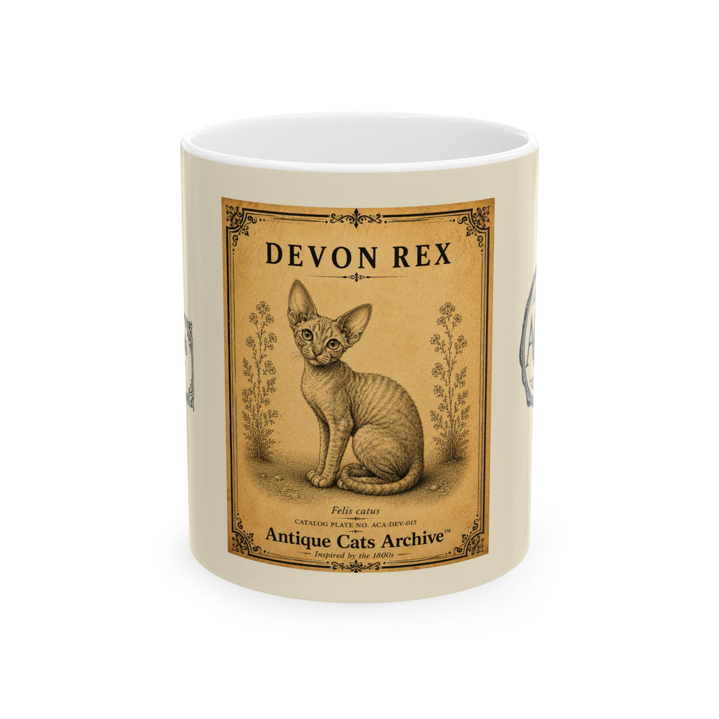 Vintage Devon Rex Cat Ceramic Mug — Antique Cats Archive Tea & Coffee Cup (11oz)