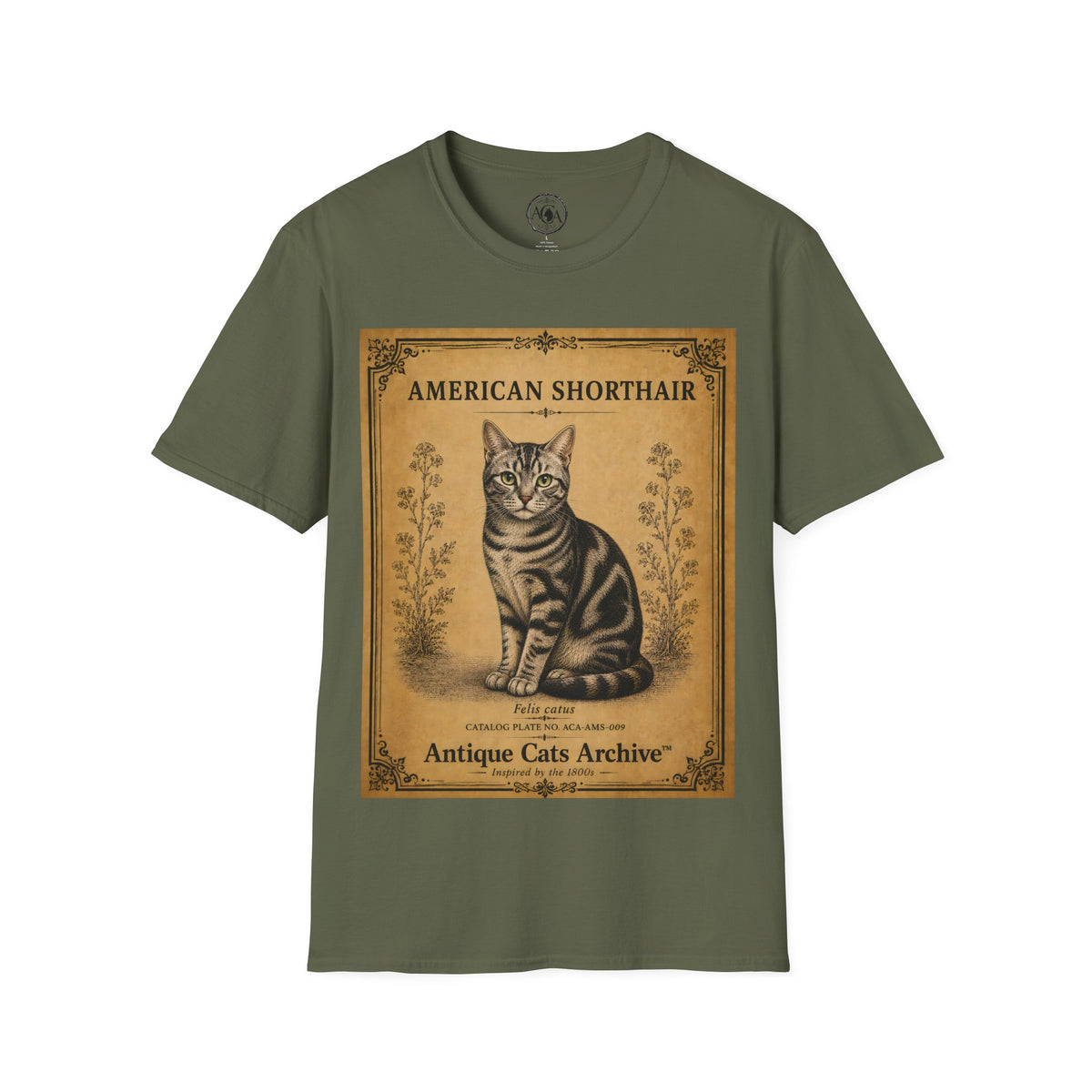 American Shorthair Cat T-Shirt | Vintage Cat Illustration | Antique Cats Archive™