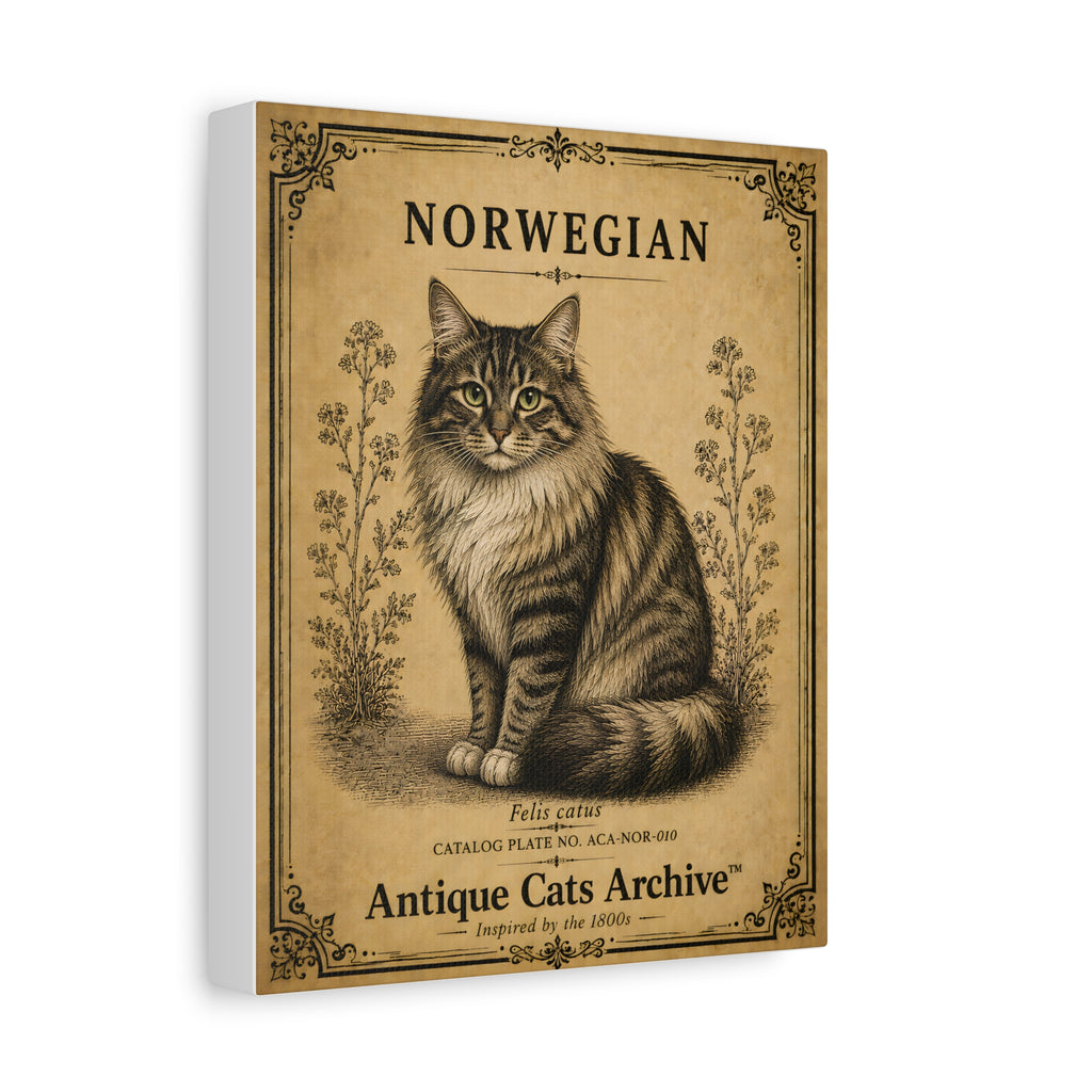 Norwegian Forest Cat Canvas | Vintage Antique Cats Archive Wall Art