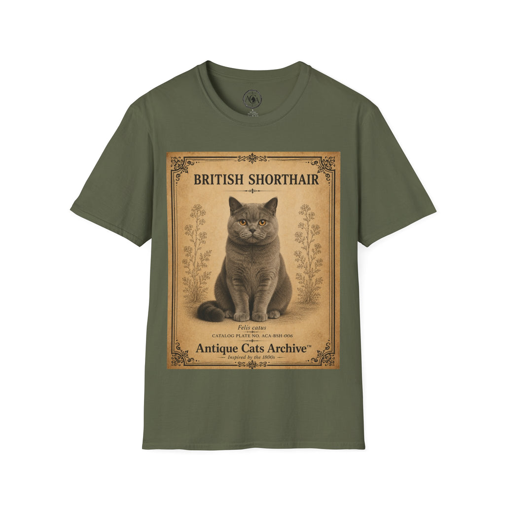 British Shorthair Cat T-Shirt | Vintage Cat Illustration | Antique Cats Archive™