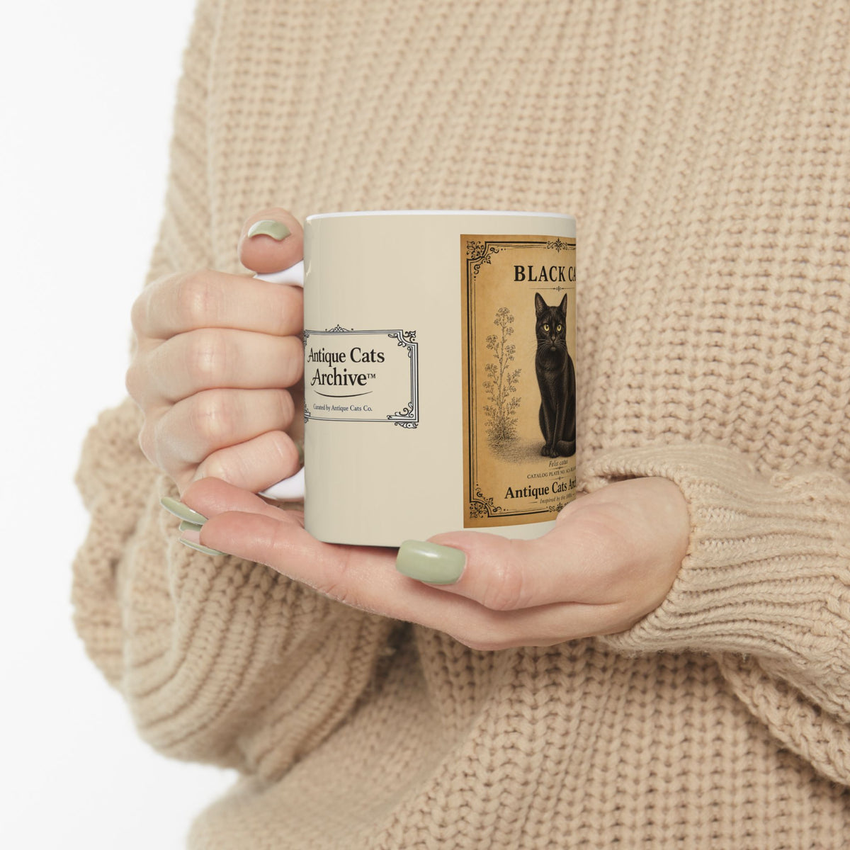 Vintage Black Cat Ceramic Mug — Antique Cats Archive (11oz)