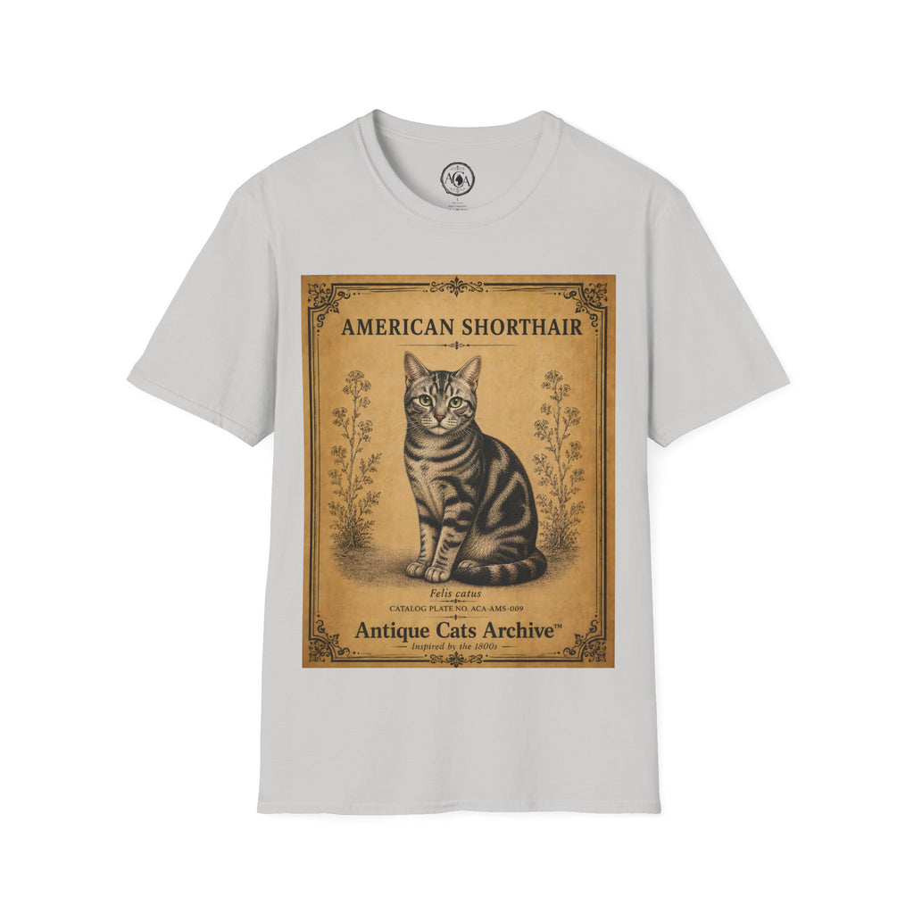 American Shorthair Cat T-Shirt | Vintage Cat Illustration | Antique Cats Archive™