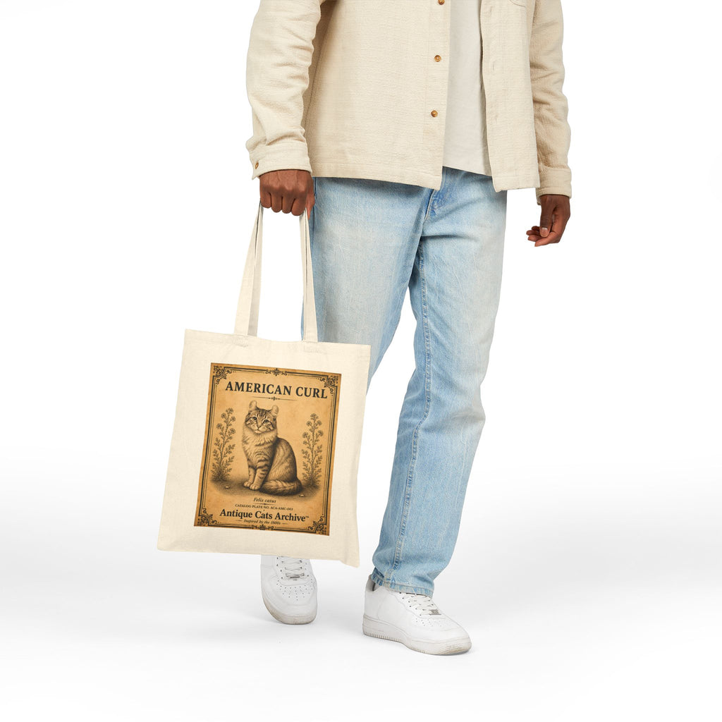 American Curl Vintage Cat Poster Canvas Tote Bag | Antique Cats Archive