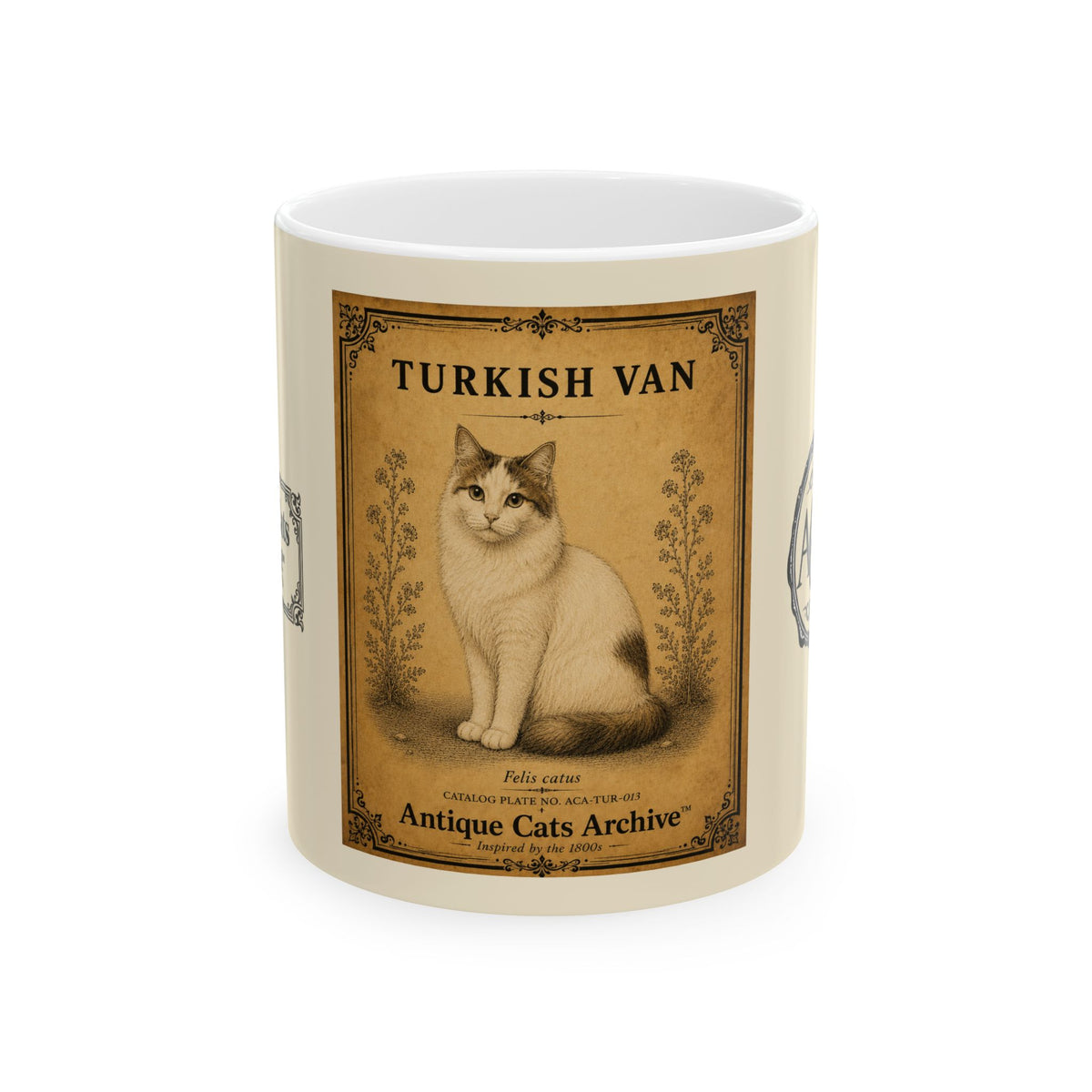 Vintage Turkish Van Cat Ceramic Mug — Antique Cats Archive Tea & Coffee Mug  (11oz)