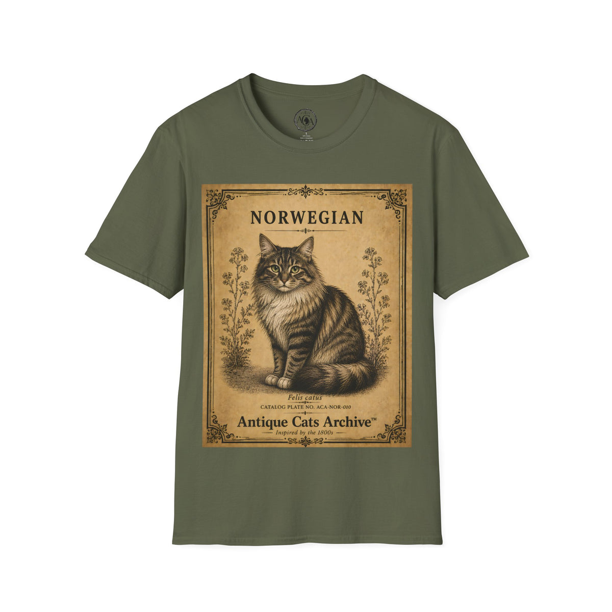 Norwegian Forest Cat T-Shirt | Vintage Cat Illustration | Antique Cats Archive™