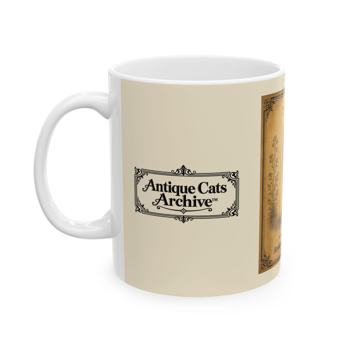 Vintage Tabby Cat Ceramic Mug — Antique Cats Archive Coffee Cup (11oz)