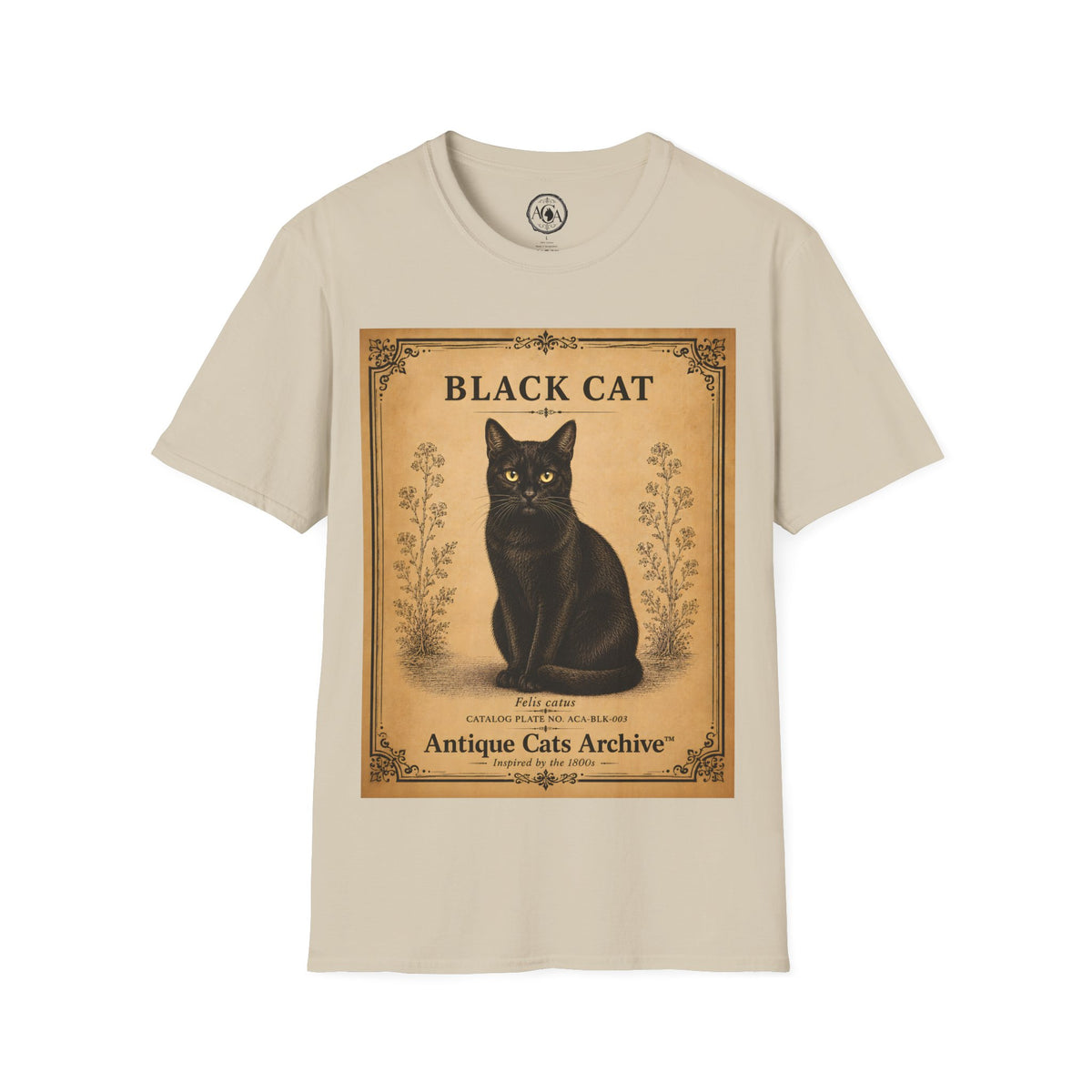 Black Cat T-Shirt | Vintage Cat Illustration | Antique Cats Archive™