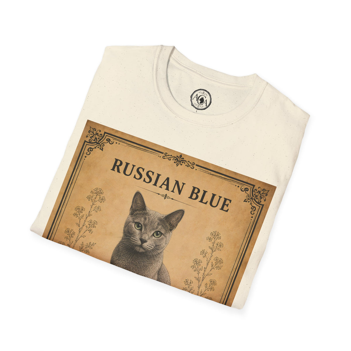 Russian Blue Cat T-Shirt | Vintage Cat Illustration | Antique Cats Archive™