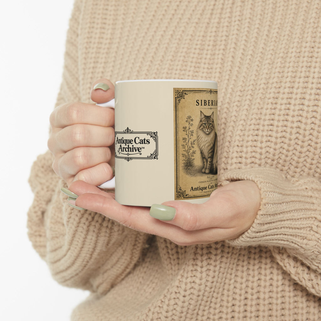 Vintage Siberian Cat Ceramic Mug - Antique Cats Archive Tea & Coffee Cup (11oz)