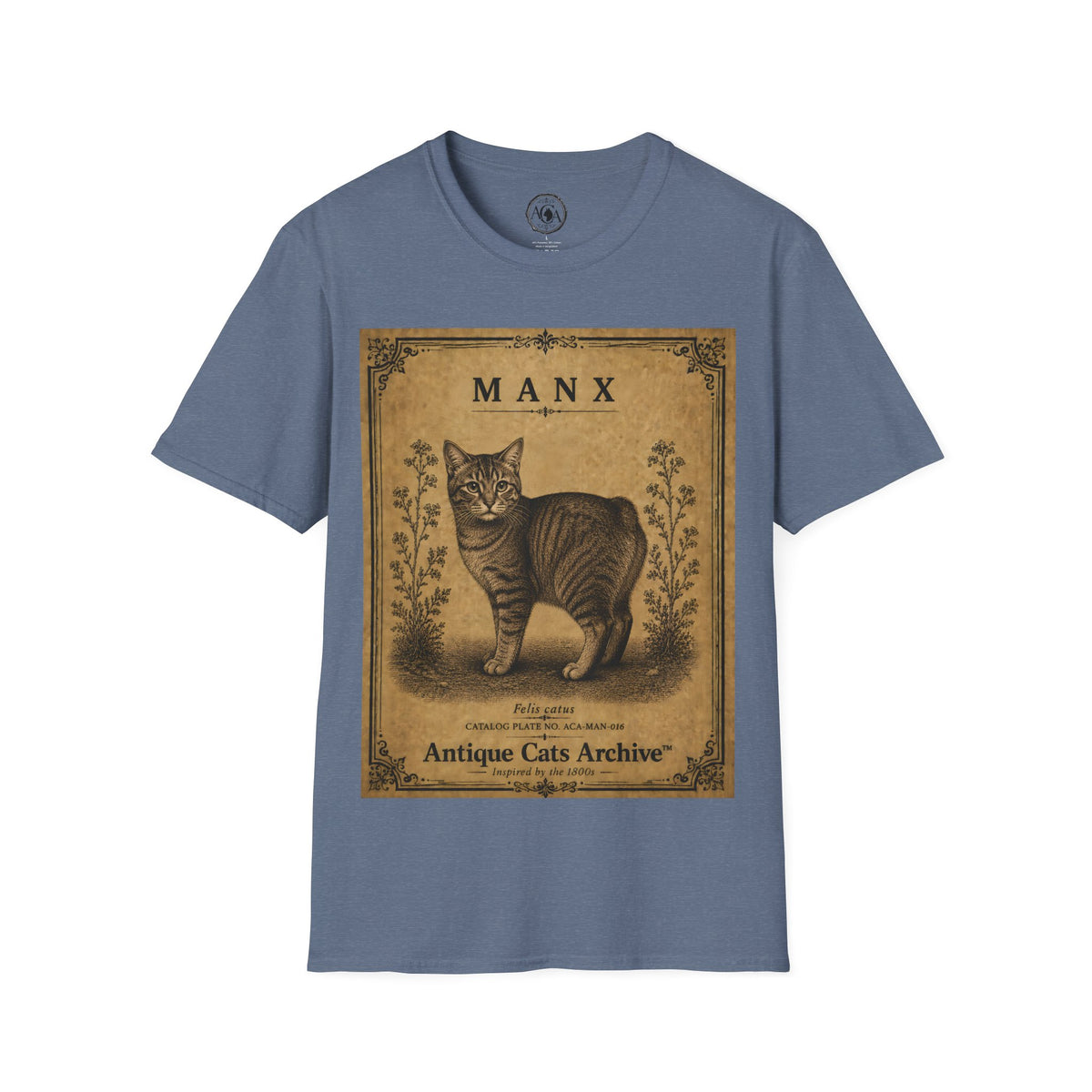 Manx Cat T-Shirt | Vintage Cat Illustration | Antique Cats Archive™