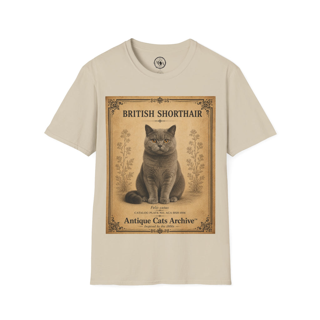 British Shorthair Cat T-Shirt | Vintage Cat Illustration | Antique Cats Archive™