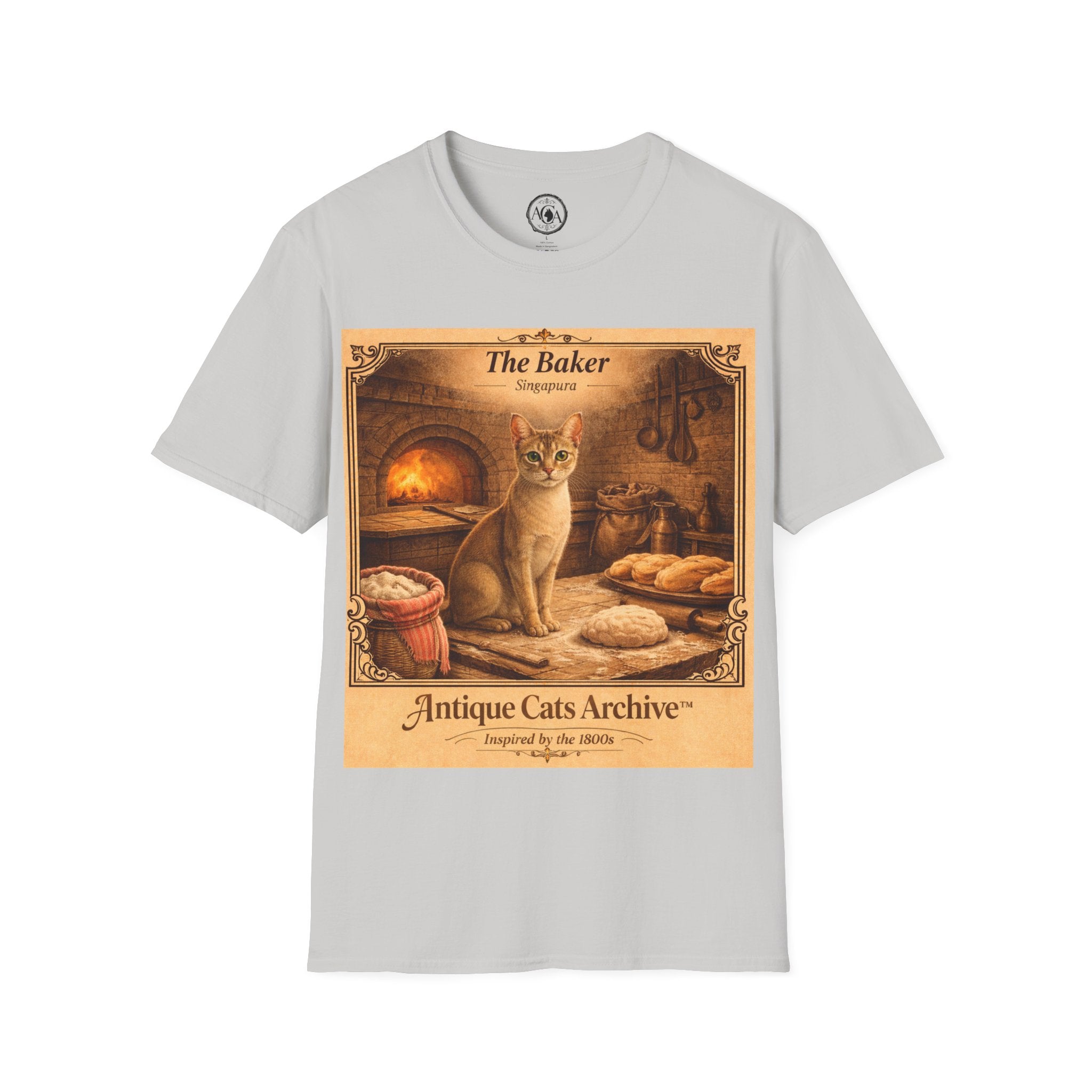 Antique Cats Archive™ Entry No. ACA-005-FND “The Baker” Tabby Cat T-Shirt – Vintage 1800s Engraving StyleThe Baker
