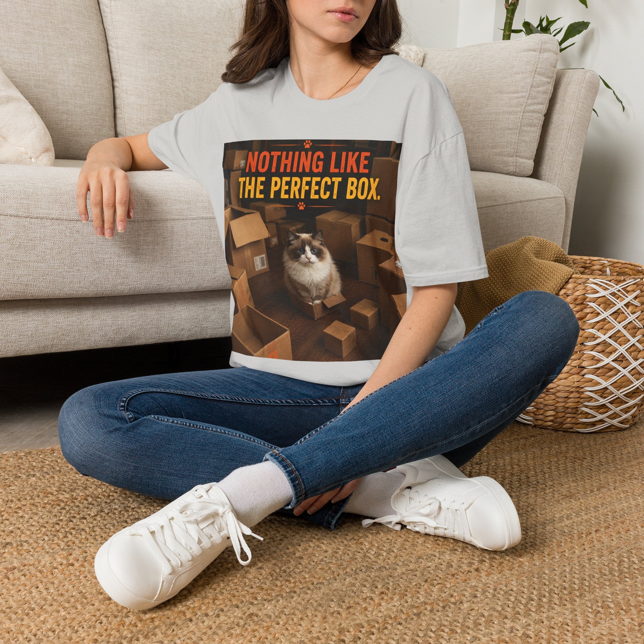 Cat Lover T‑Shirt — “Nothing Like The Perfect Box” Graphic Tee