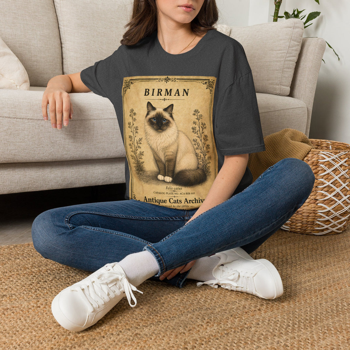 Birman Cat T-Shirt | Vintage Cat Illustration | Antique Cats Archive™