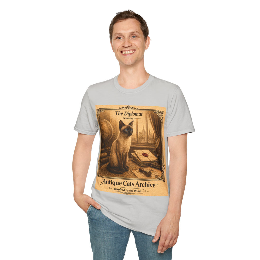 Antique Cats Archive™ Entry No. ACA-012-FND “The Diplomat” Tabby Cat T-Shirt – Vintage 1800s Engraving Style