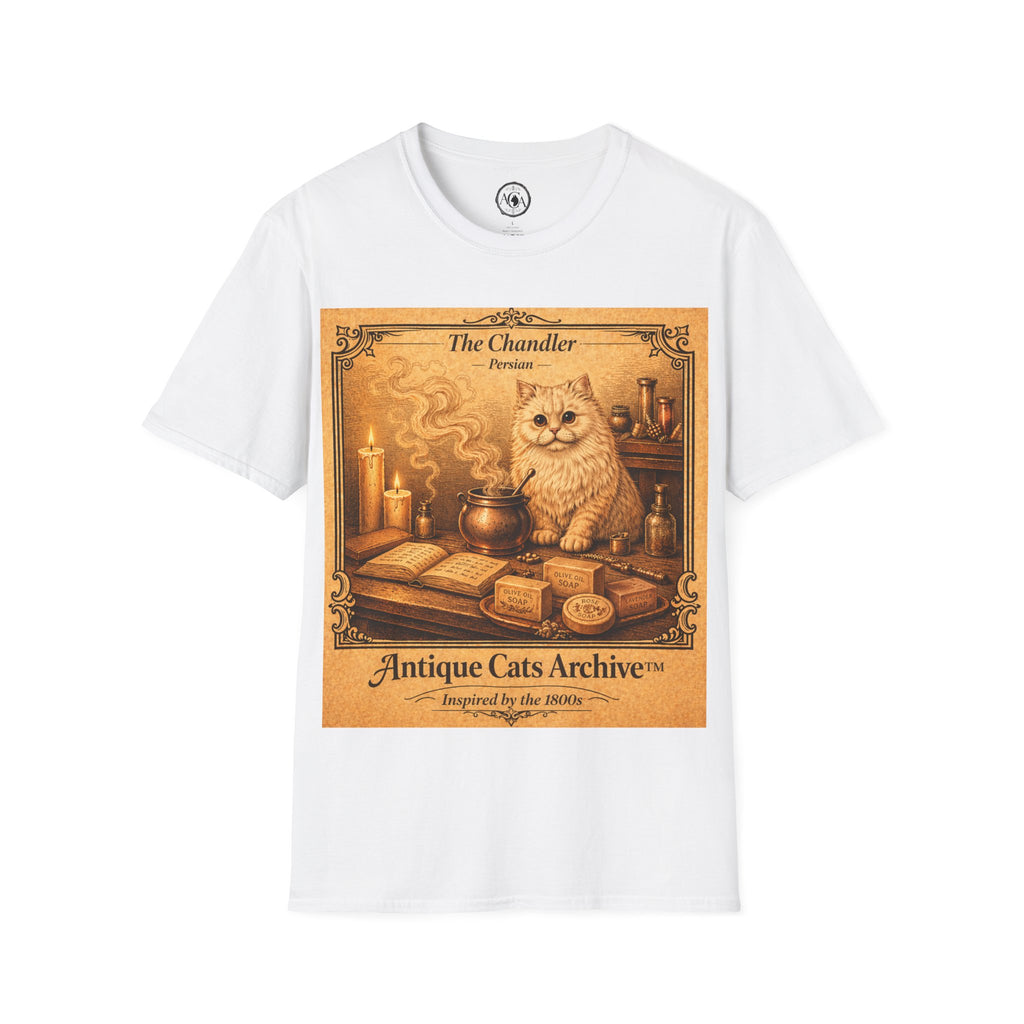 Antique Cats Archive™ Entry No. ACA-010-CHN “The Chandler” Persian Cat T-Shirt – Vintage 1800s Engraving Style
