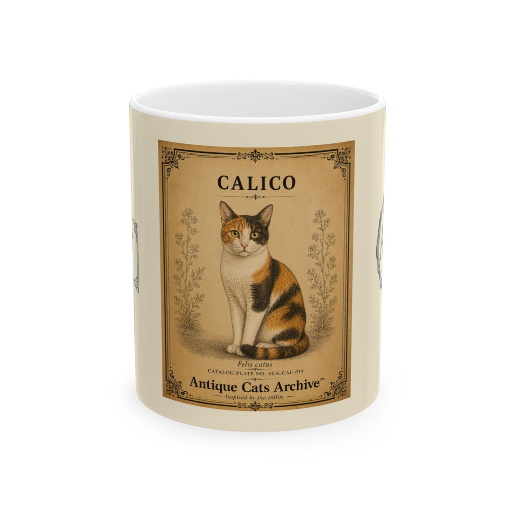 Vintage Calico Cat Ceramic Mug – Antique Cats Archive Tea & Coffee Cup (11oz)