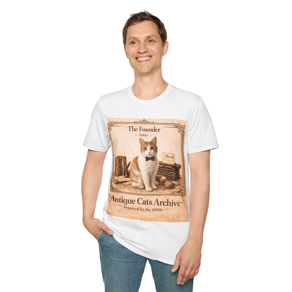 Antique Cats Archive™ Entry No. ACA-001-FND “The Founder” Tabby Cat T-Shirt – Vintage 1800s Engraving Style