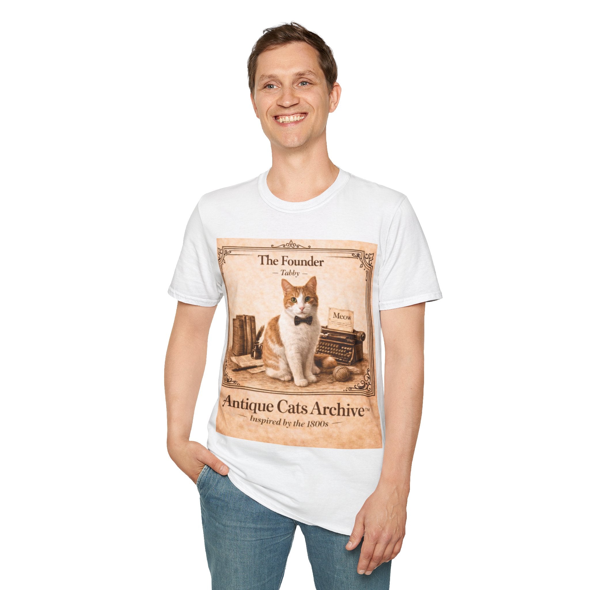 Antique Cats Archive™ Entry No. ACA-001-FND “The Founder” Tabby Cat T-Shirt – Vintage 1800s Engraving Style