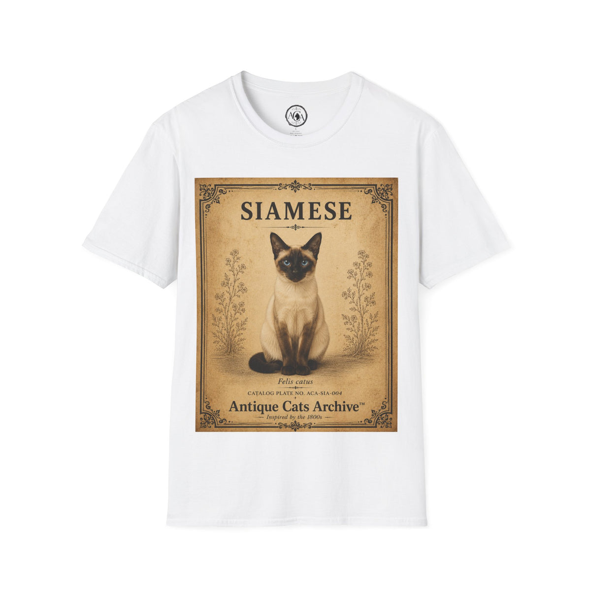 Siamese Cat T-Shirt | Vintage Cat Illustration | Antique Cats Archive™