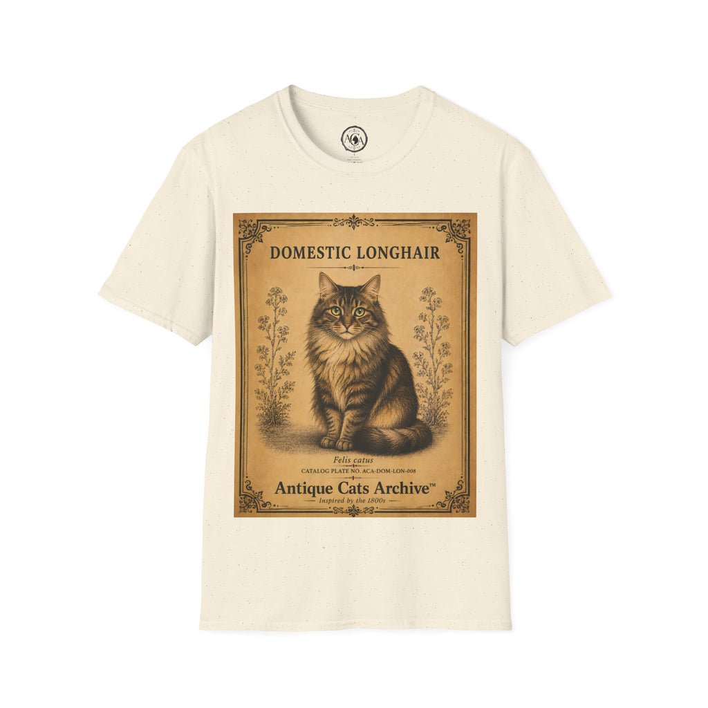 Domestic Longhair Cat T-Shirt | Vintage Cat Illustration | Antique Cats Archive™