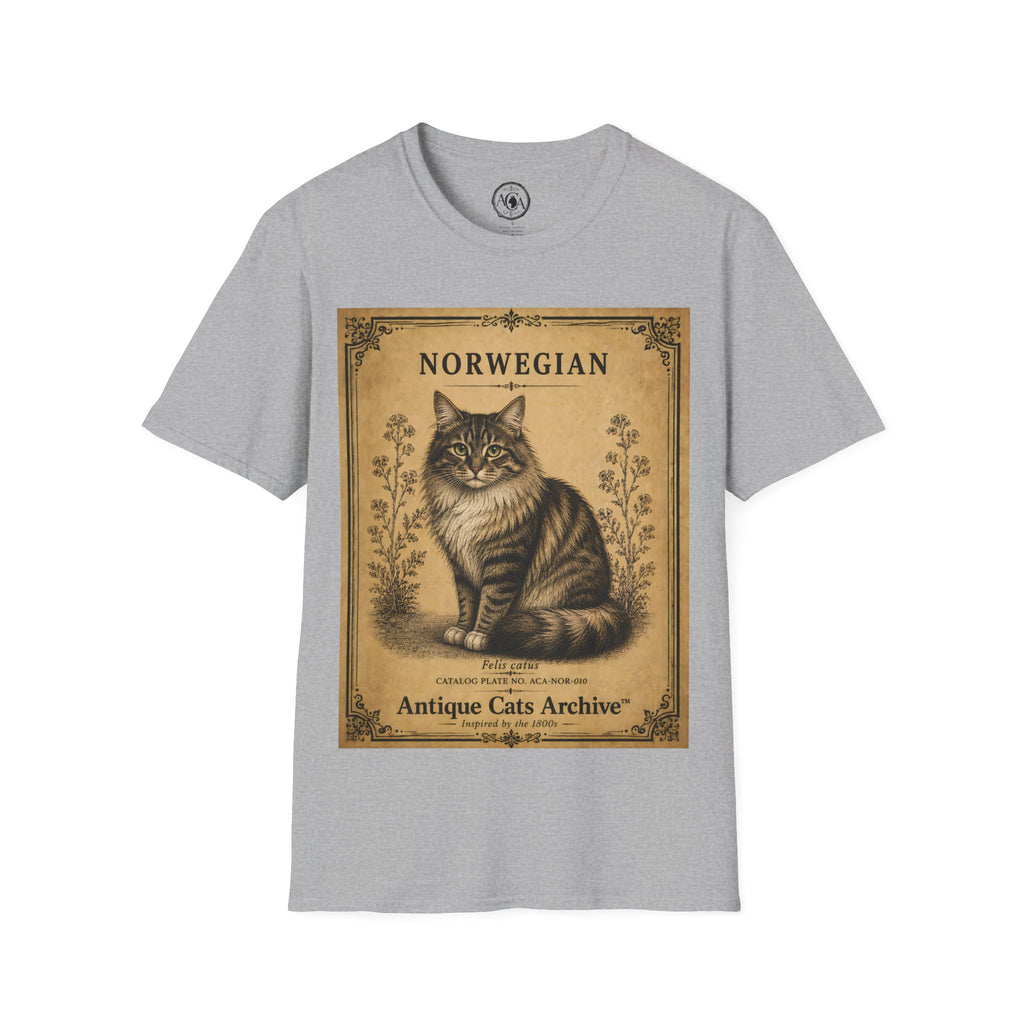 Norwegian Forest Cat T-Shirt | Vintage Cat Illustration | Antique Cats Archive™
