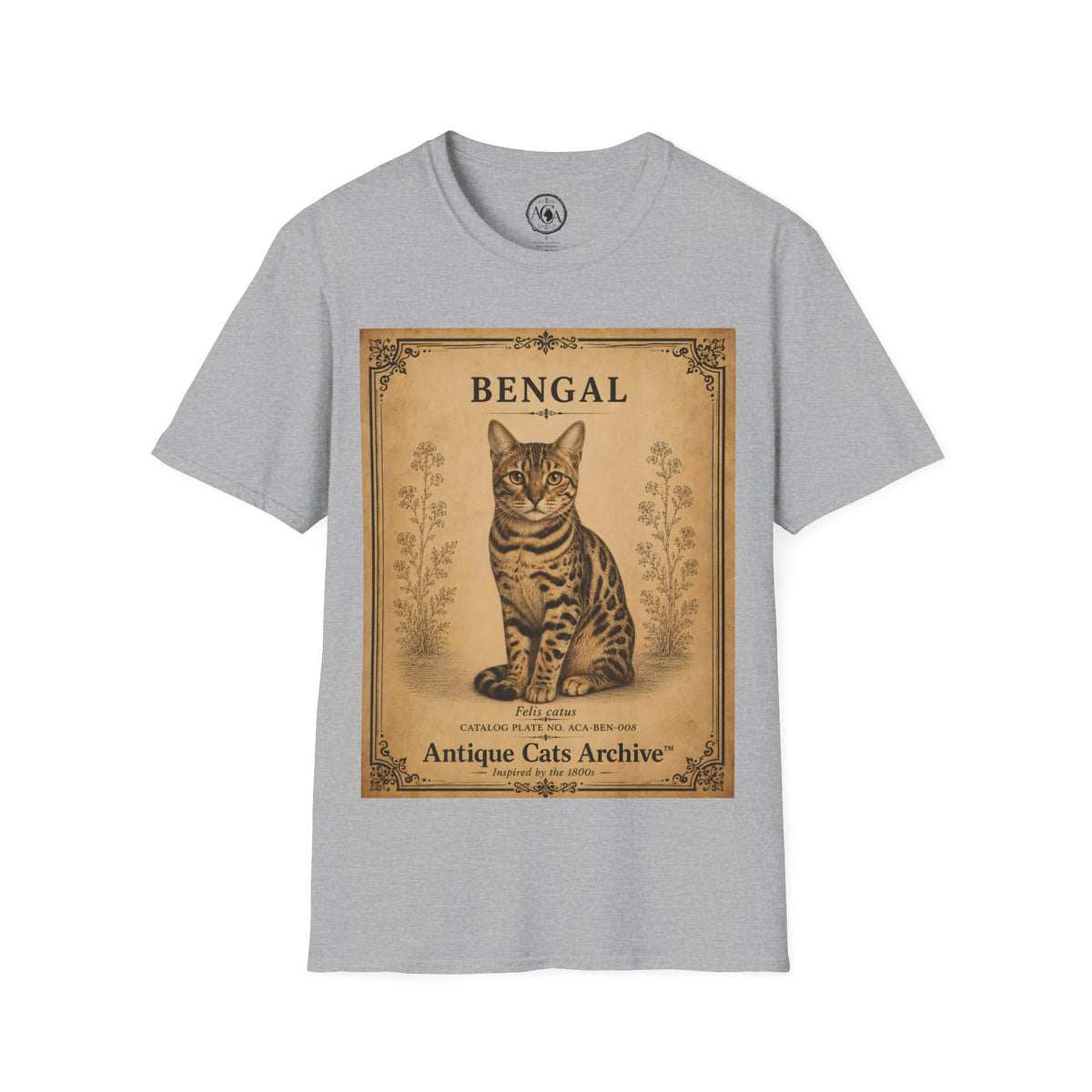 Bengal Cat T-Shirt | Vintage Cat Illustration | Antique Cats Archive™