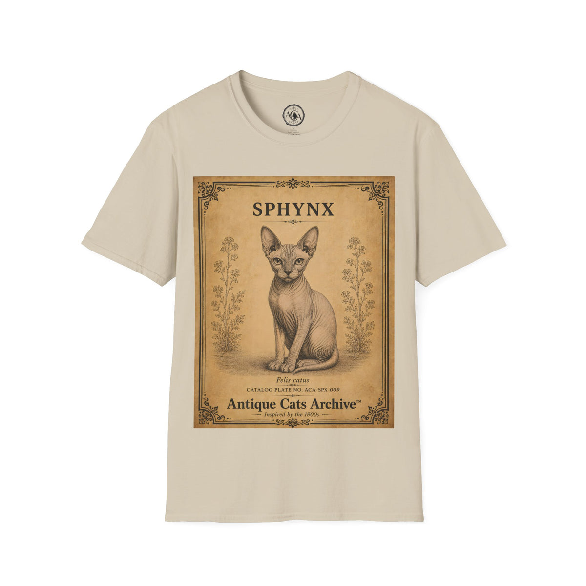 Sphynx Cat T-Shirt | Vintage Cat Illustration | Antique Cats Archive™