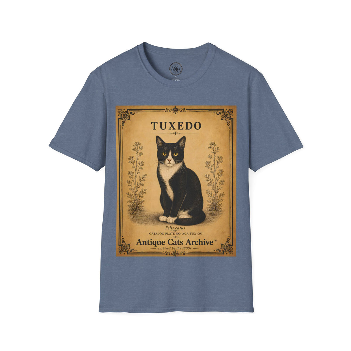 Tuxedo Cat T-Shirt | Vintage Cat Illustration | Antique Cats Archive™