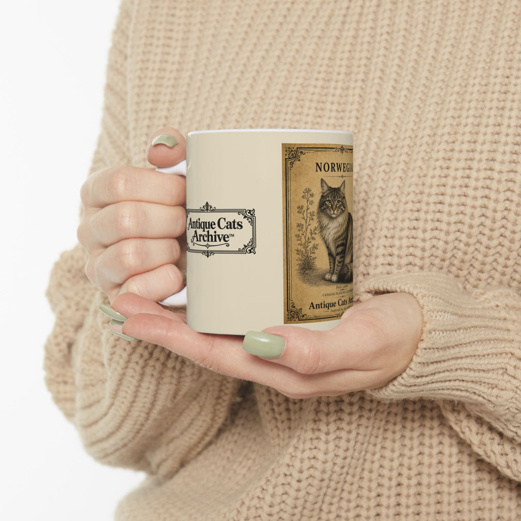 Vintage Norwegian Cat Ceramic Mug – Antique Cats Archive Tea & Coffee Cup (11oz)