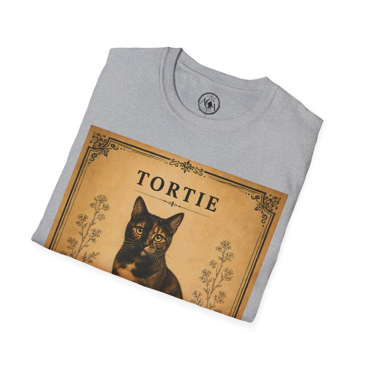 Tortie Cat T-Shirt | Vintage Tortoiseshell Cat Illustration | Antique Cats Archive™