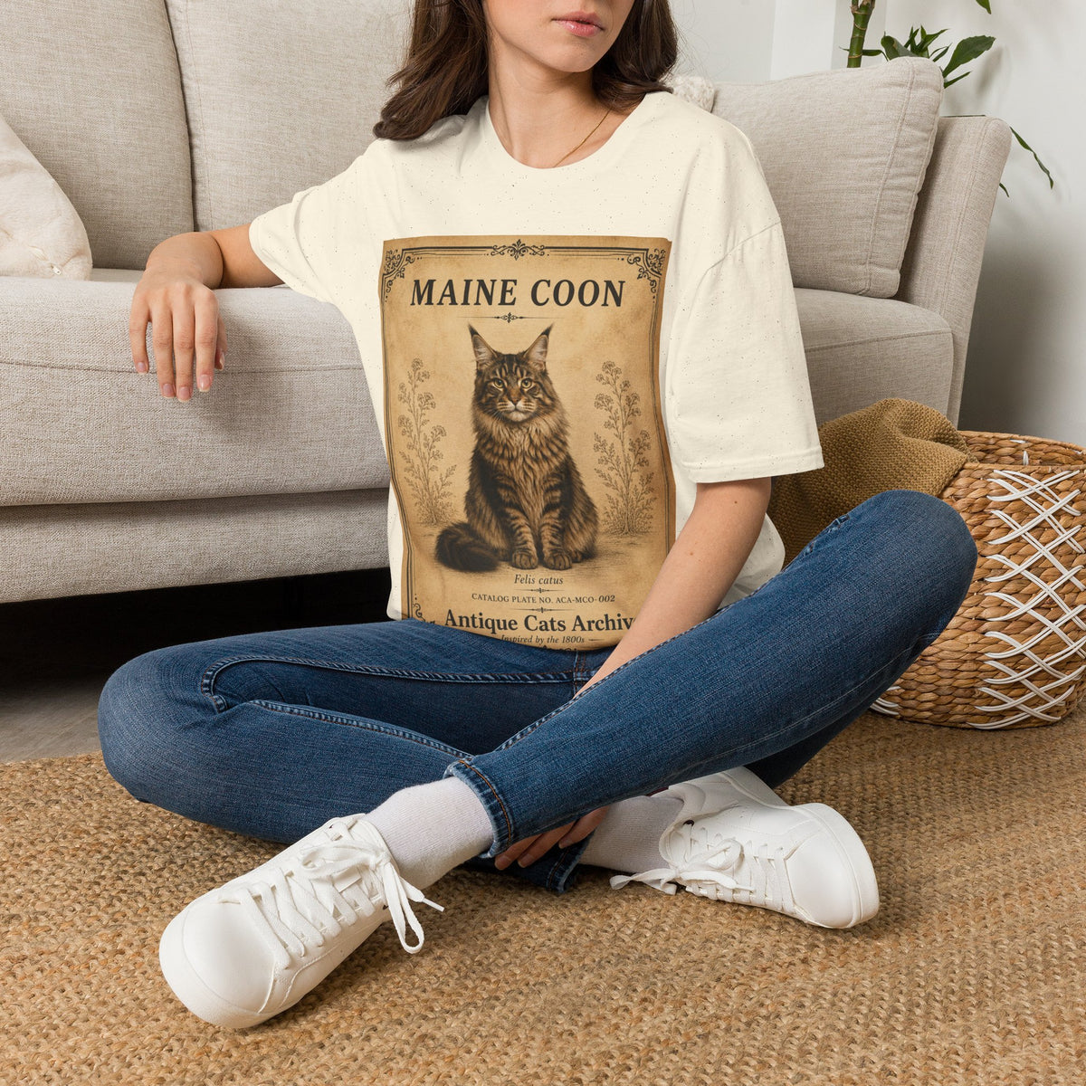Maine Coon Cat T-Shirt | Vintage Cat Illustration | Antique Cats Archive™