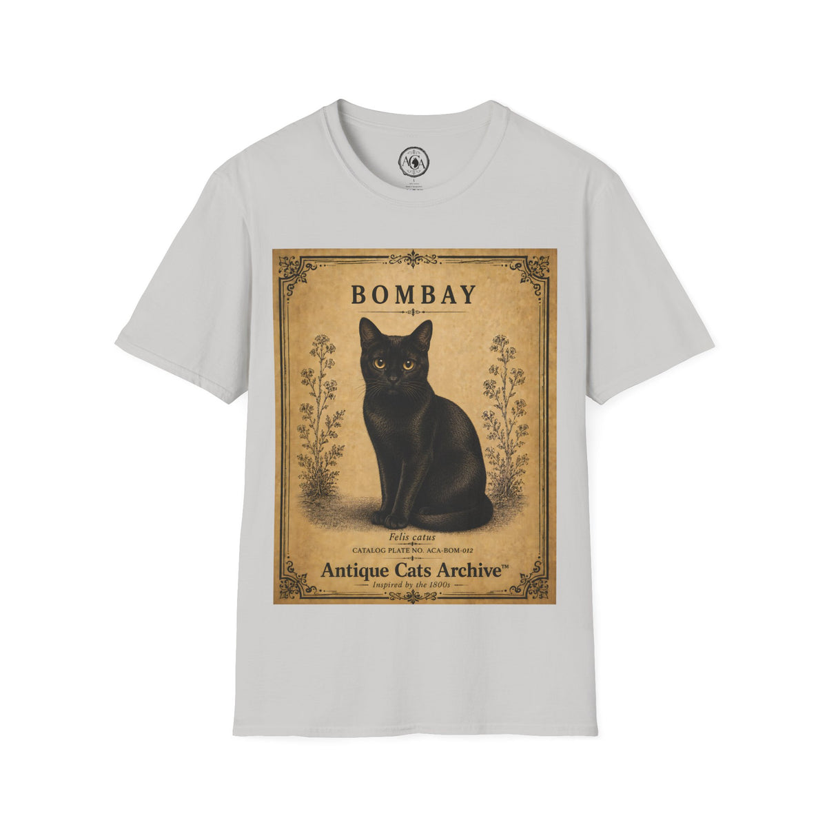 Bombay Cat T-Shirt | Vintage Black Cat Illustration | Antique Cats Archive™