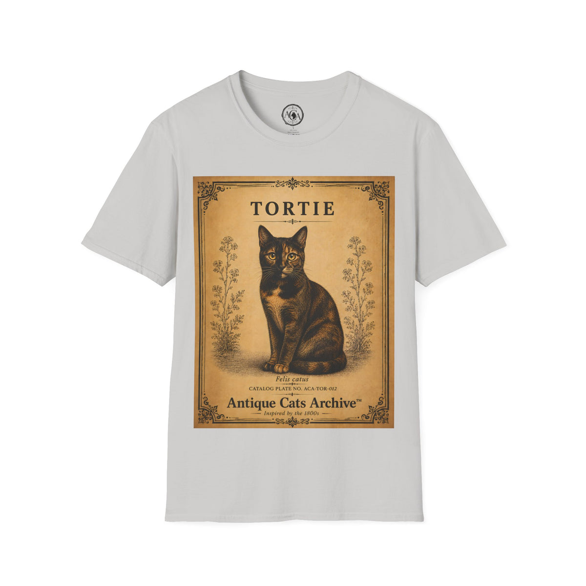 Tortie Cat T-Shirt | Vintage Tortoiseshell Cat Illustration | Antique Cats Archive™