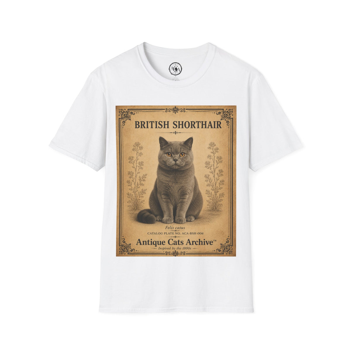 British Shorthair Cat T-Shirt | Vintage Cat Illustration | Antique Cats Archive™