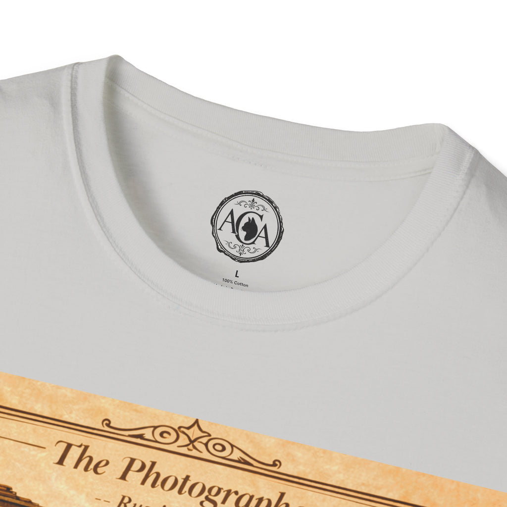 Antique Cats Archive™ Entry No. ACA-019-PHO “The Photographer” Russian Blue Cat T-Shirt – Vintage 1800s Engraving Style