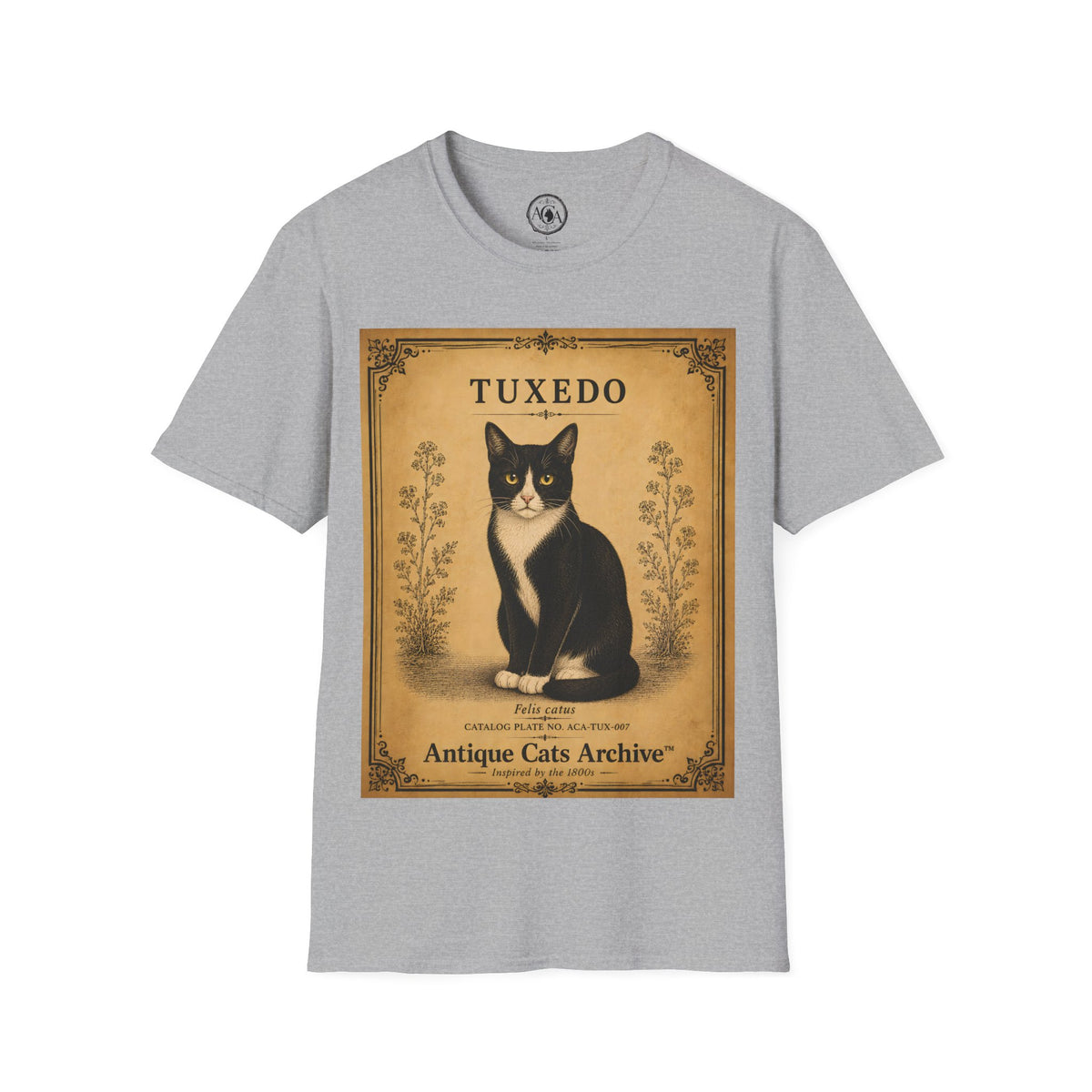 Tuxedo Cat T-Shirt | Vintage Cat Illustration | Antique Cats Archive™