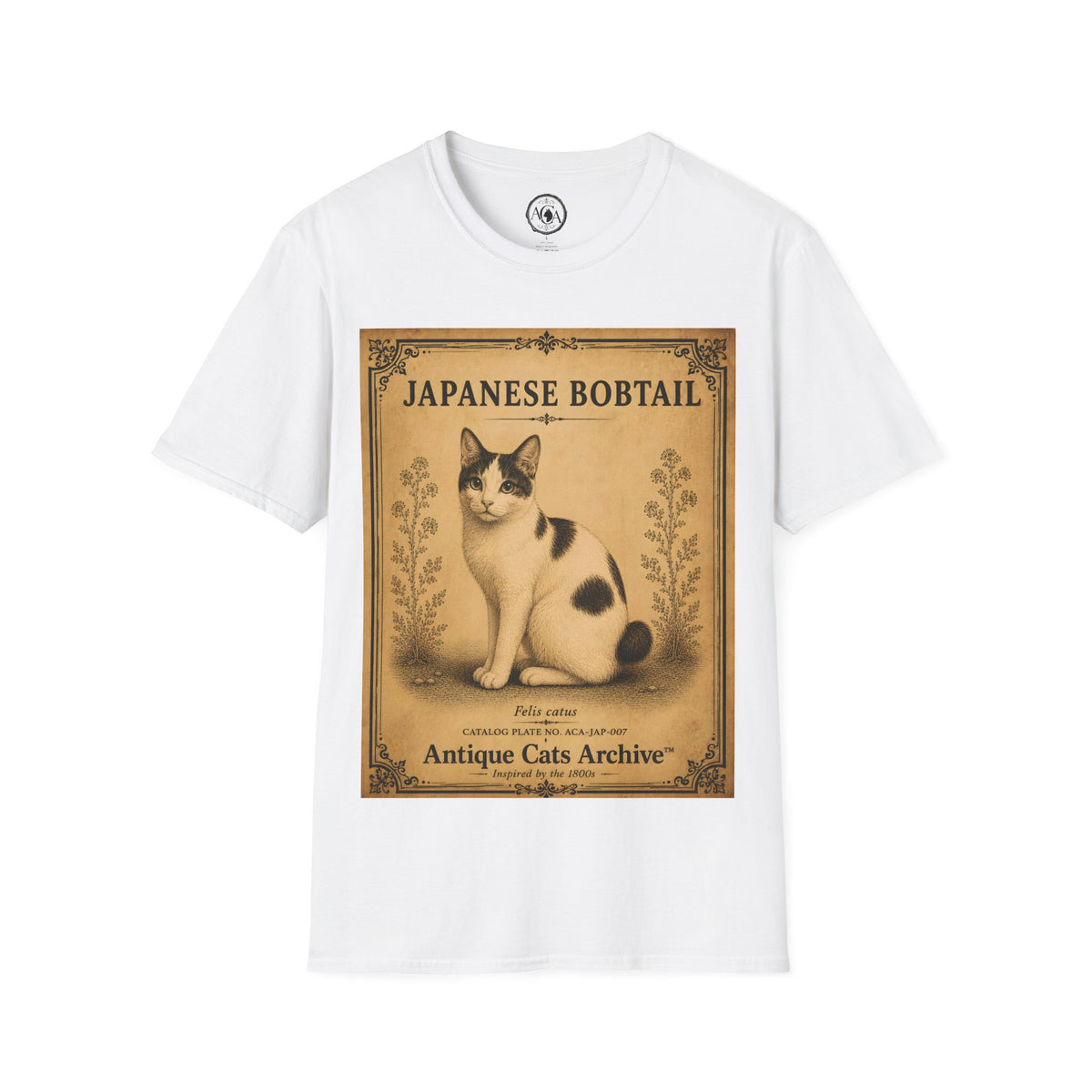 Japanese Bobtail Cat T-Shirt | Vintage Cat Illustration | Antique Cats Archive™
