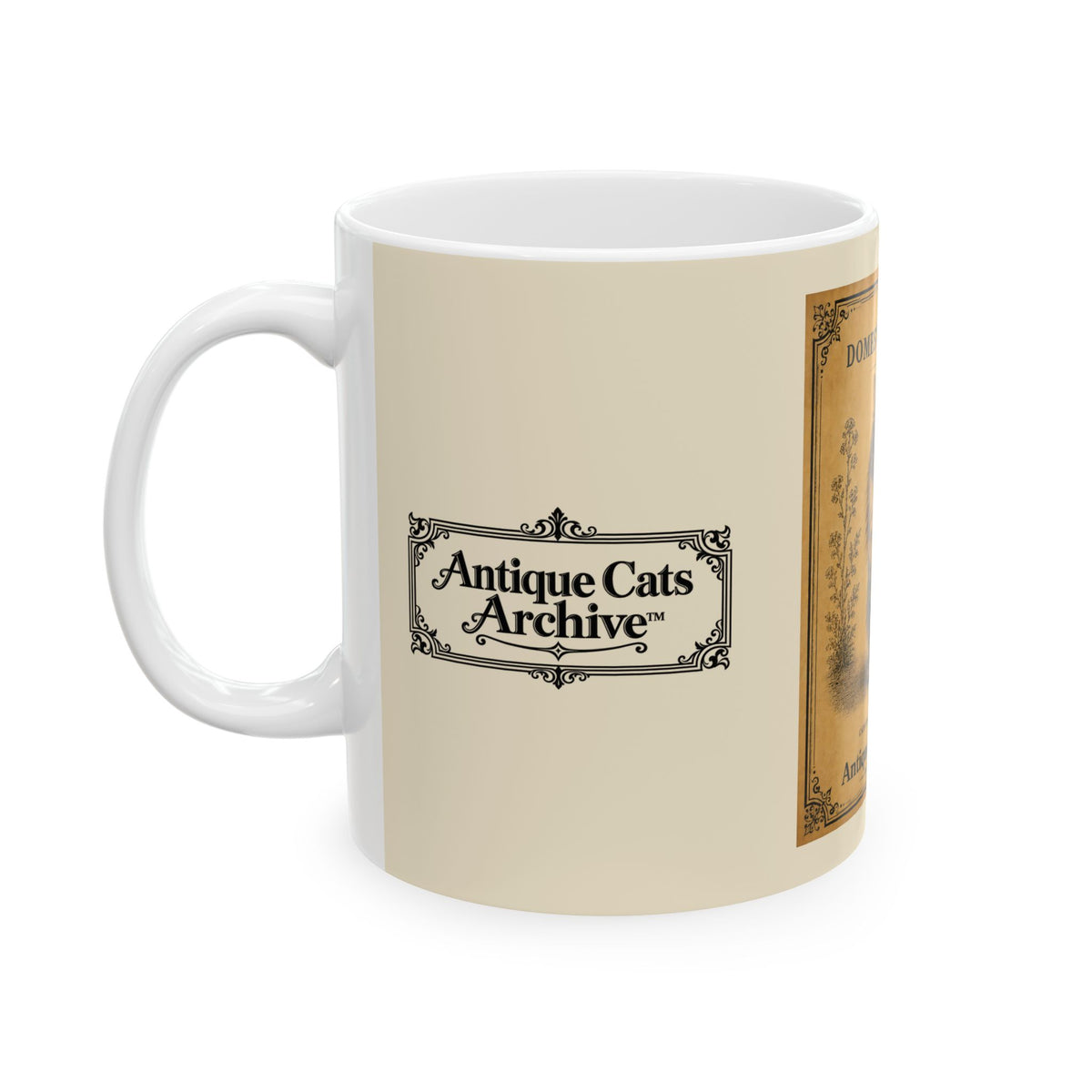 Vintage Domestic Longhair Cat Ceramic Mug – Antique Cats Archive Tea & Coffee Cup (11oz)