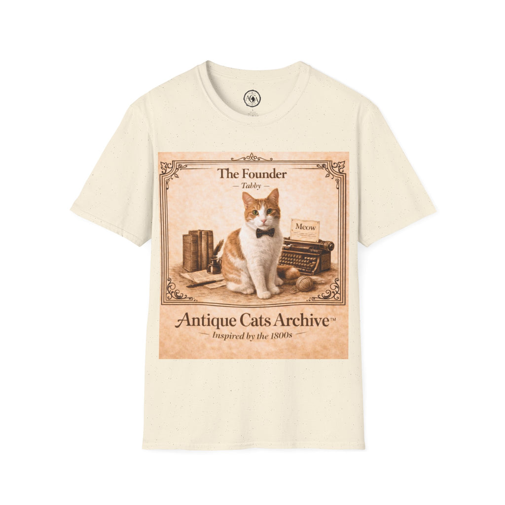 Antique Cats Archive™ Entry No. ACA-001-FND “The Founder” Tabby Cat T-Shirt – Vintage 1800s Engraving Style