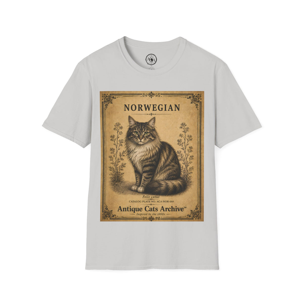 Norwegian Forest Cat T-Shirt | Vintage Cat Illustration | Antique Cats Archive™