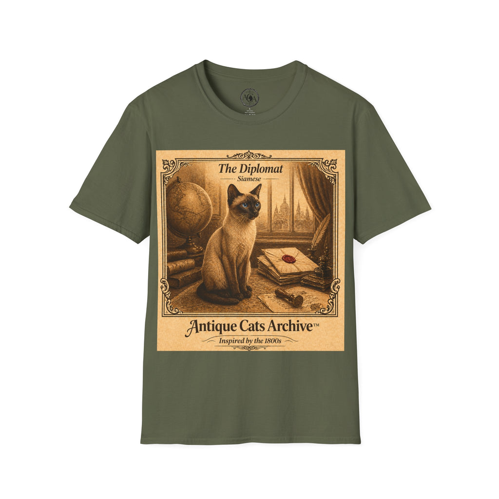 Antique Cats Archive™ Entry No. ACA-012-FND “The Diplomat” Tabby Cat T-Shirt – Vintage 1800s Engraving Style