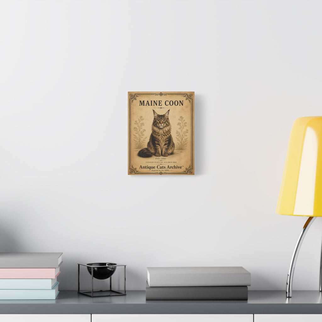 Maine Coon Cat Canvas | Vintage Antique Cats Archive Wall Art