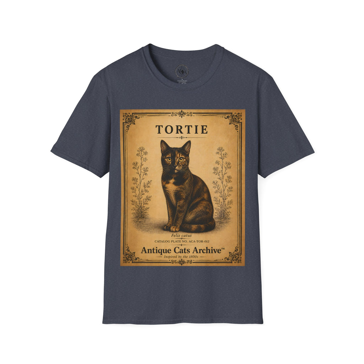 Tortie Cat T-Shirt | Vintage Tortoiseshell Cat Illustration | Antique Cats Archive™